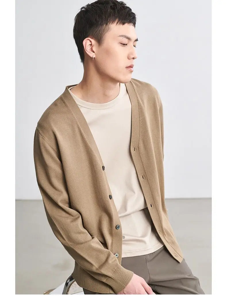 Men's Clothing Autumn Winter Long Sleeve Tops T-Shirts V-neck.