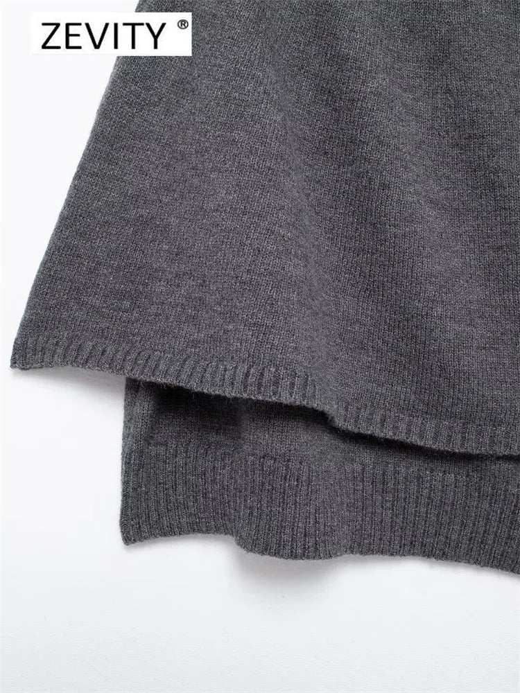 Women O Neck Breasted Solid Color Knitted Shawl Sweater Jacket Female .