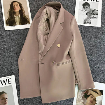 Chic Blazer Woman Autumn Spring Long Sleeve Double Breatsed.