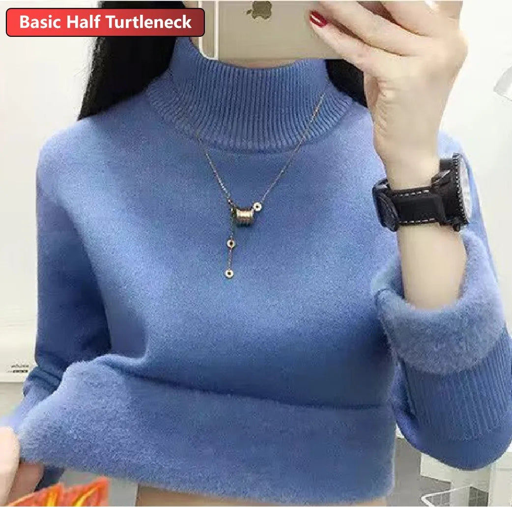 Turtleneck Winter Sweater Women Elegant Thicken Velvet.