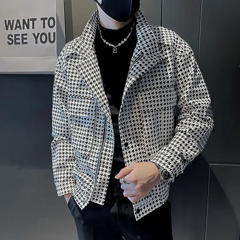 Men Spring and Autumn Brand Houndstooth New .