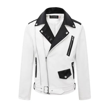 men's new handsome, new oblique zipper, casual color matching .