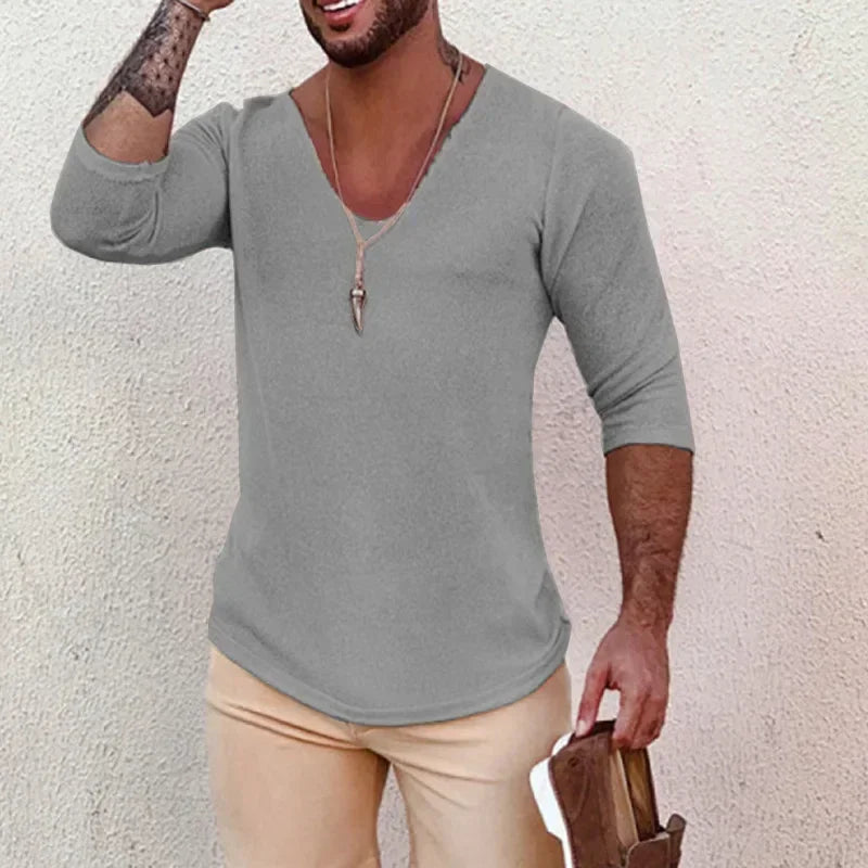 Summer Thin Style Slim Sweaters Casual Mens Clothing Knitting Tops.