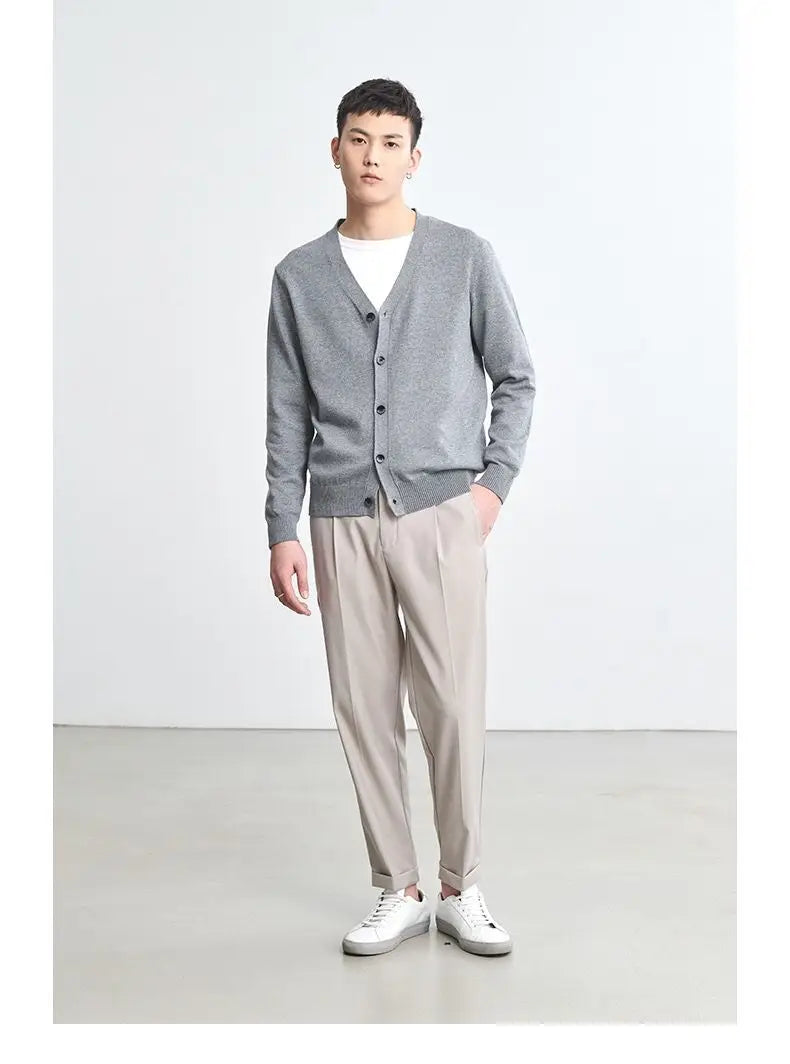 Men's Clothing Autumn Winter Long Sleeve Tops T-Shirts V-neck.