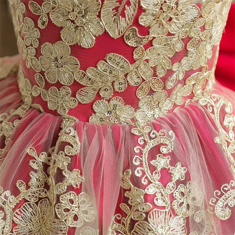 Toddler Baby Girls Lace Dress Elegant Embroidery Flower Princess Dresses for 1-5 Years Newborn Infant Green Christmas Costumes