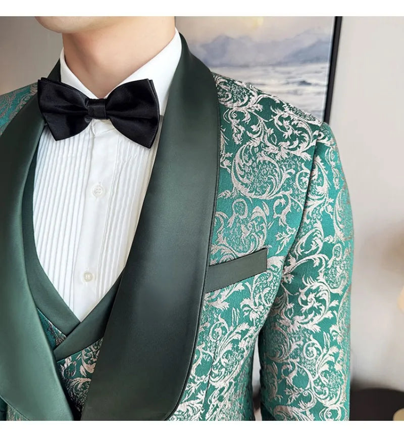Spring  Men's British Style Business Casual Three-Piece Suit .