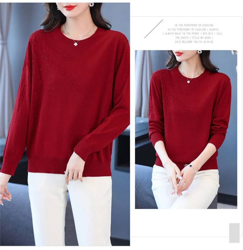 Knitted Sweater Women Pullover New Middle-aged  Mother.