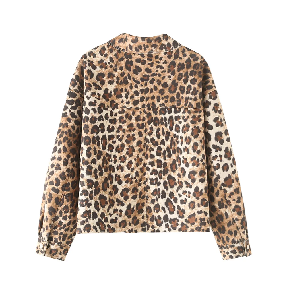 women's clothing fashion temperament leopard print  jacket.