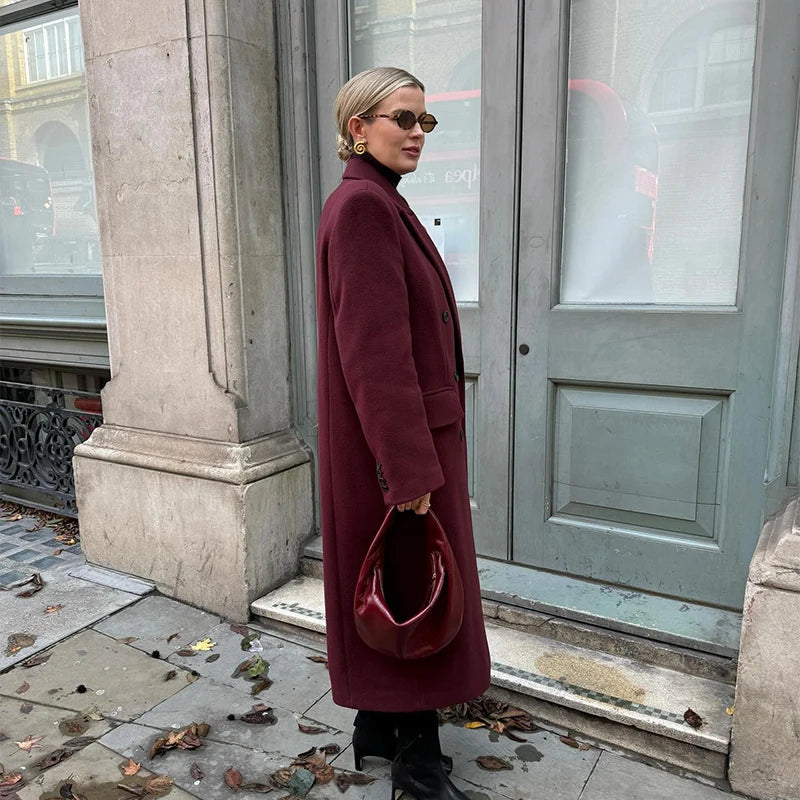 Faux Fur Long Jackets Women Casual Loose Lapel Double Breasted.