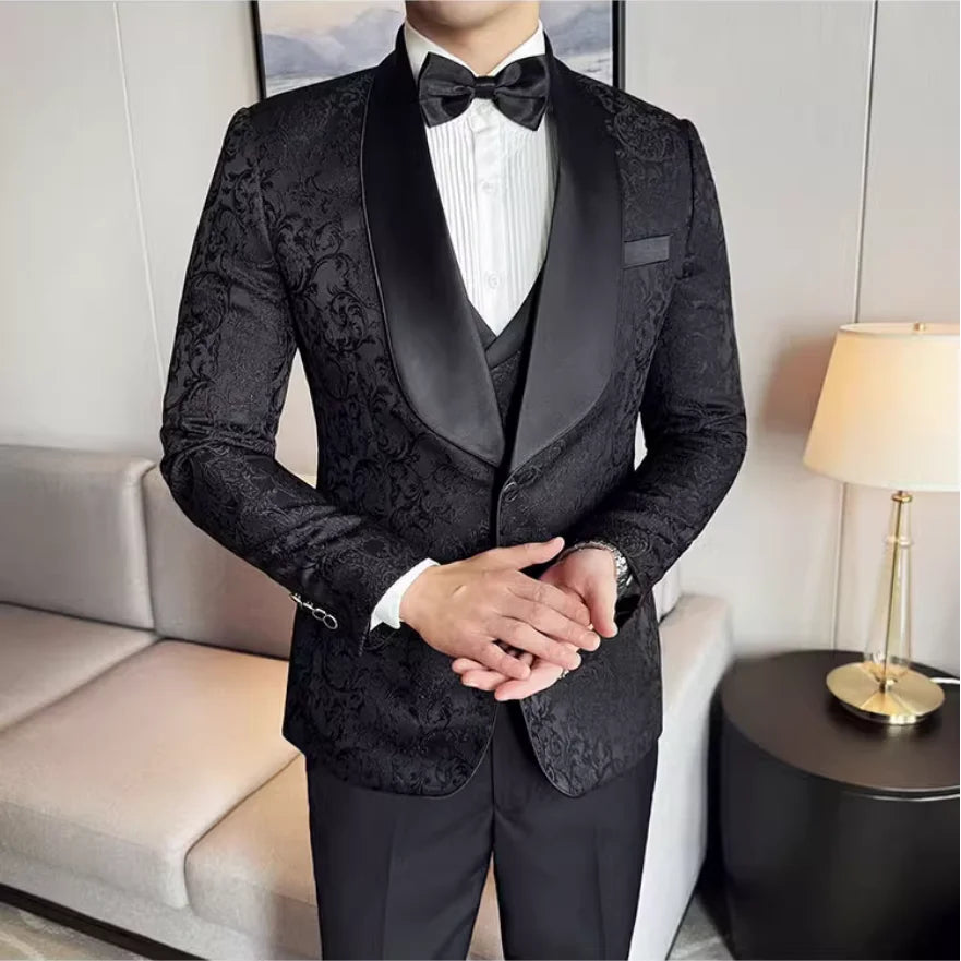 Spring  Men's British Style Business Casual Three-Piece Suit .