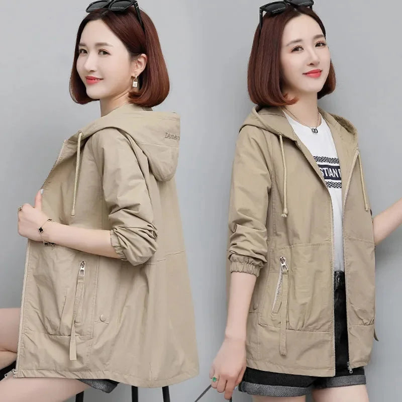 NEW Autumn Women's Jacket Windbreaker Female Hooded.