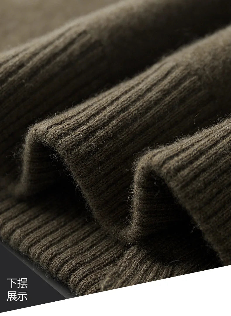 Autumn/Winter Cashmere Cardigan Men's Polo Neck Sweater.