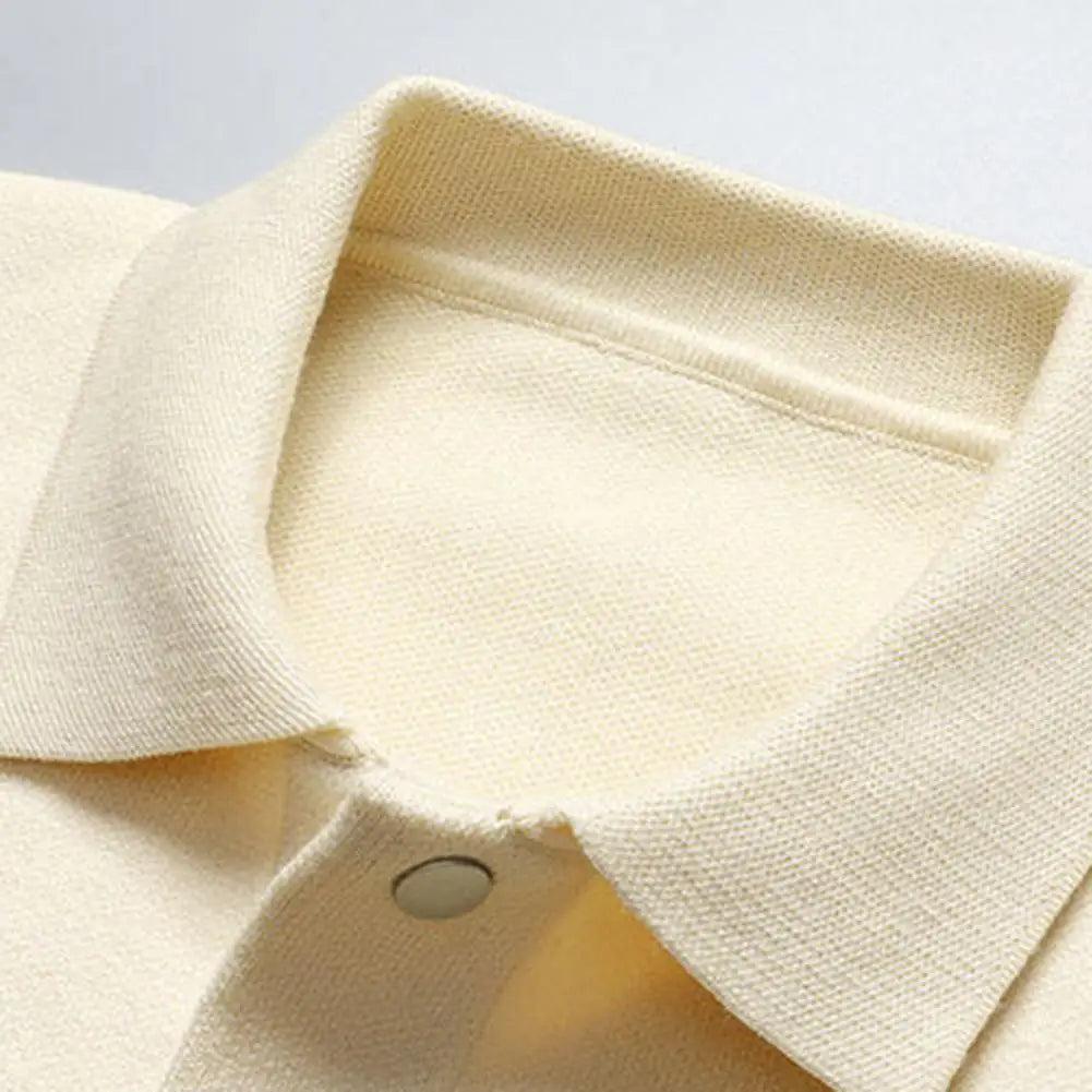 Fall Winter Men Cardigan Sweater Coloblock Turn-down.