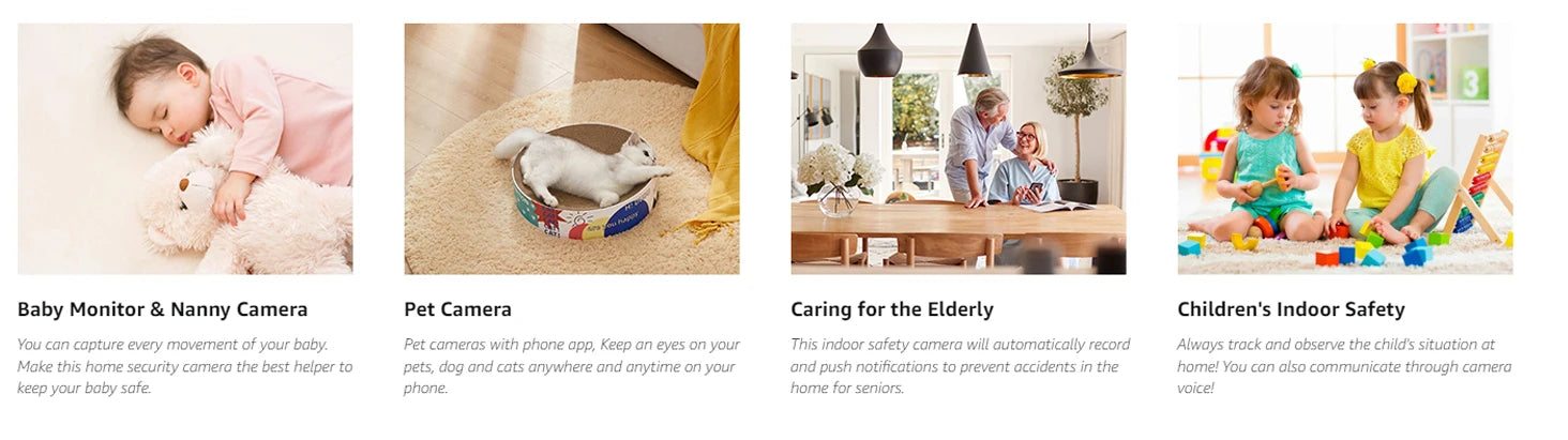 AMOROM 2K Indoor Camera 5/2.4G Wi-Fi Home Night Vision Security Camera.