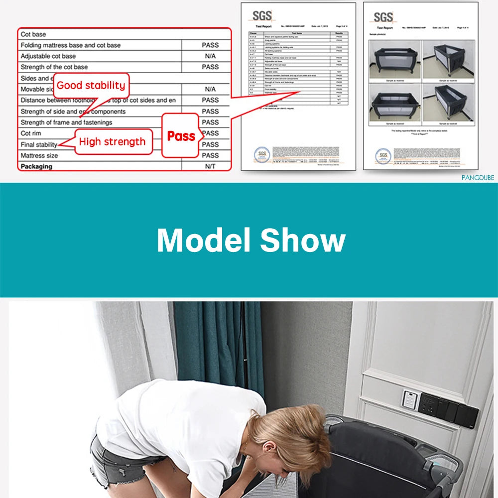 PANGDUBE Multifunctional Baby Crib 120*60cm Baby Bed,