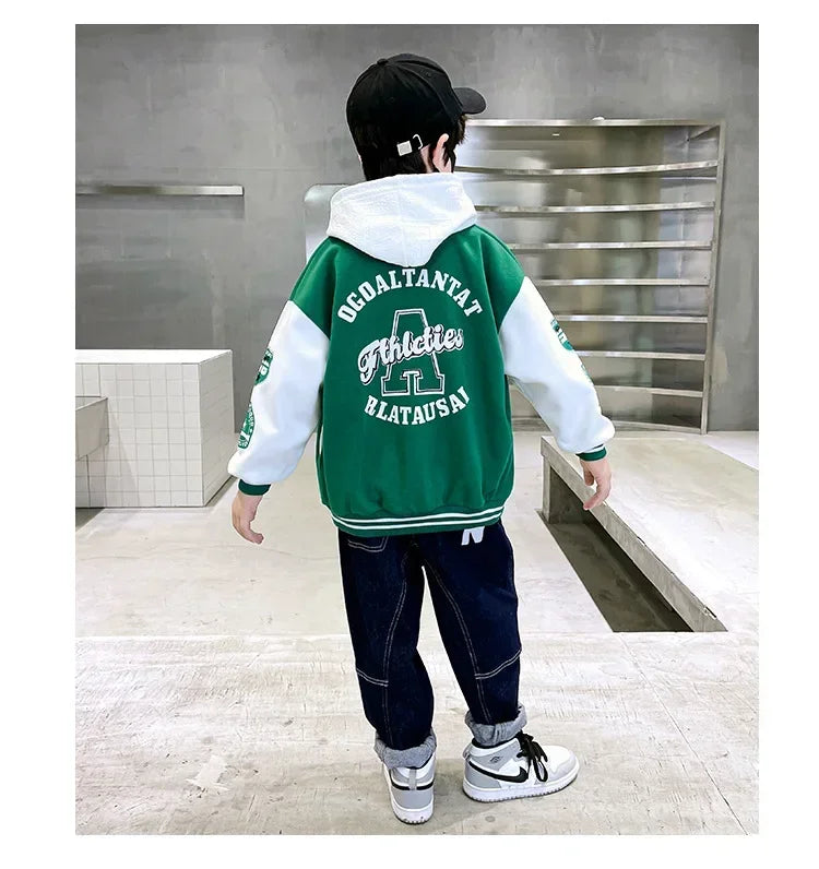 Fashion Spring Autumn Long Sleeve Outwear Teenager Kids.