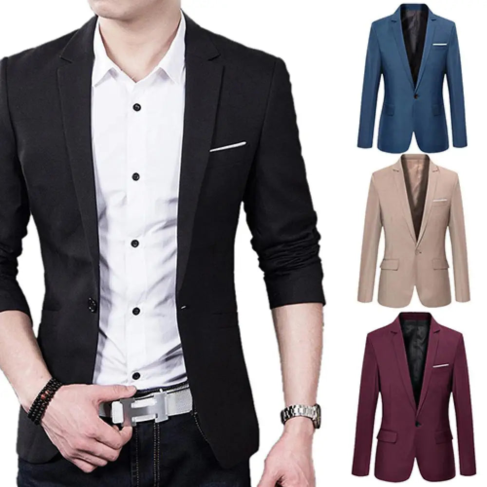 Men Blazers Slim Autumn Suit Business Formal Party .