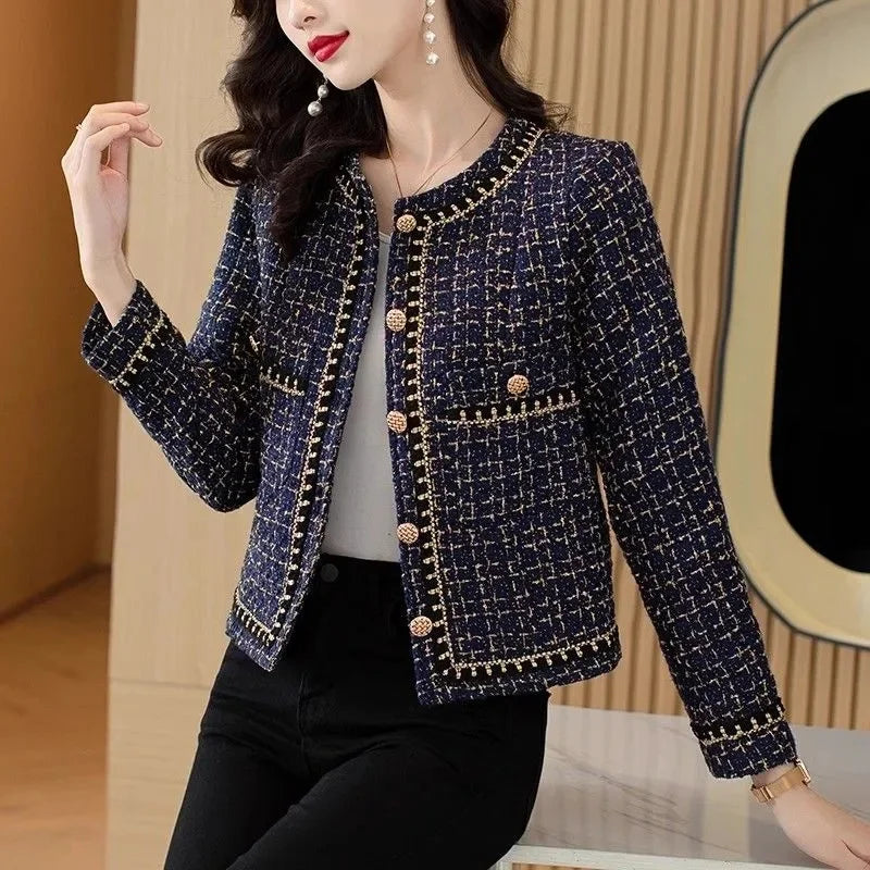 French Vintage Small Fragrance Tweed Jacket Coat Women's .