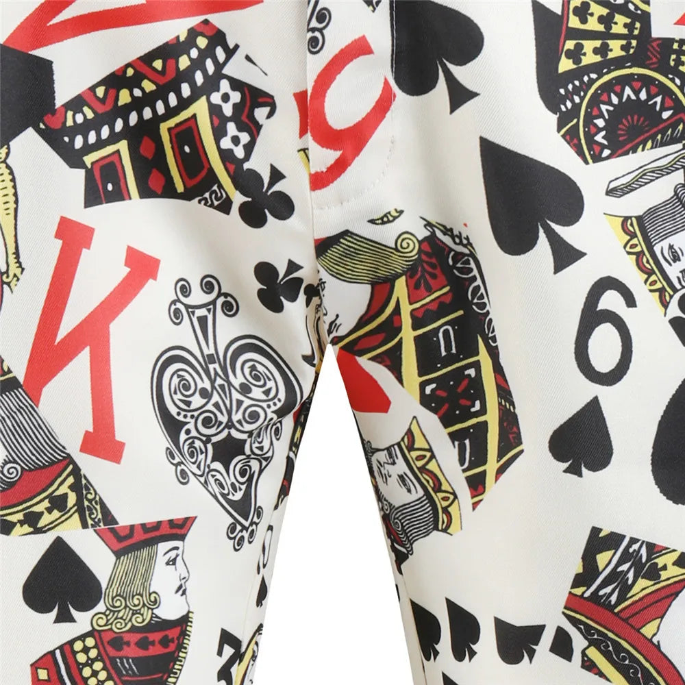 Two Piece,Poker Pattern Printed Decorative Jacket.