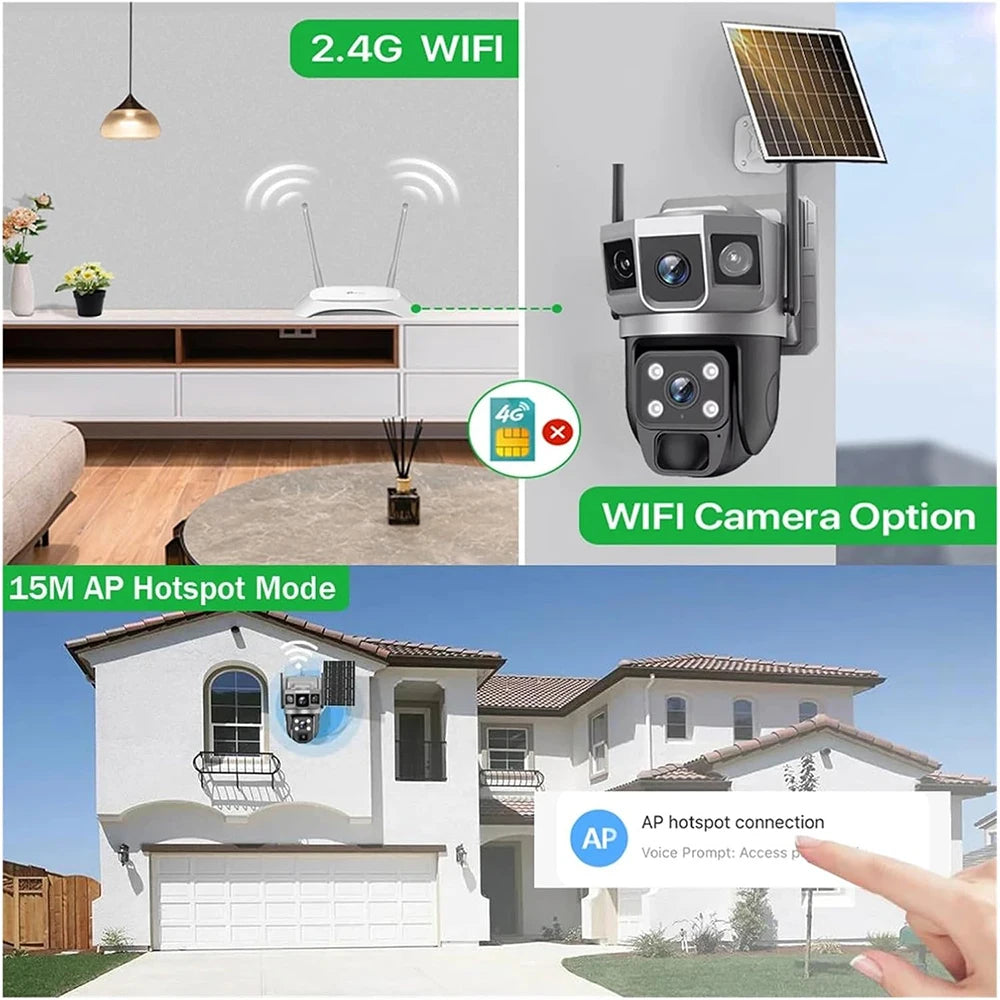 V380pro 12MP 6K WIFI Camera Solar PIR Human Detection Night Vision.