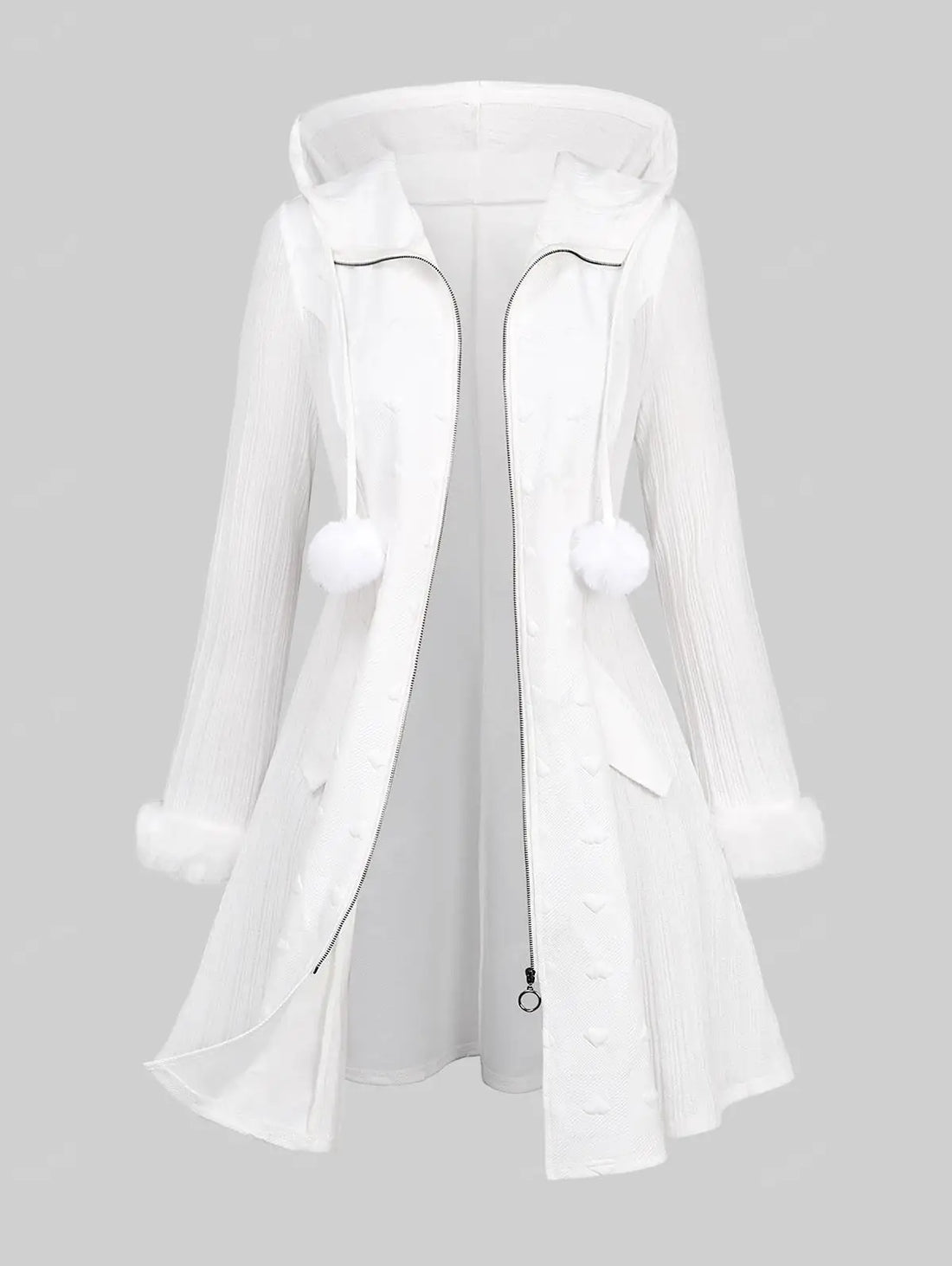 ROSEGAL Plus Size Women's Coats White Outwears Full Zipper Mock Pockets.