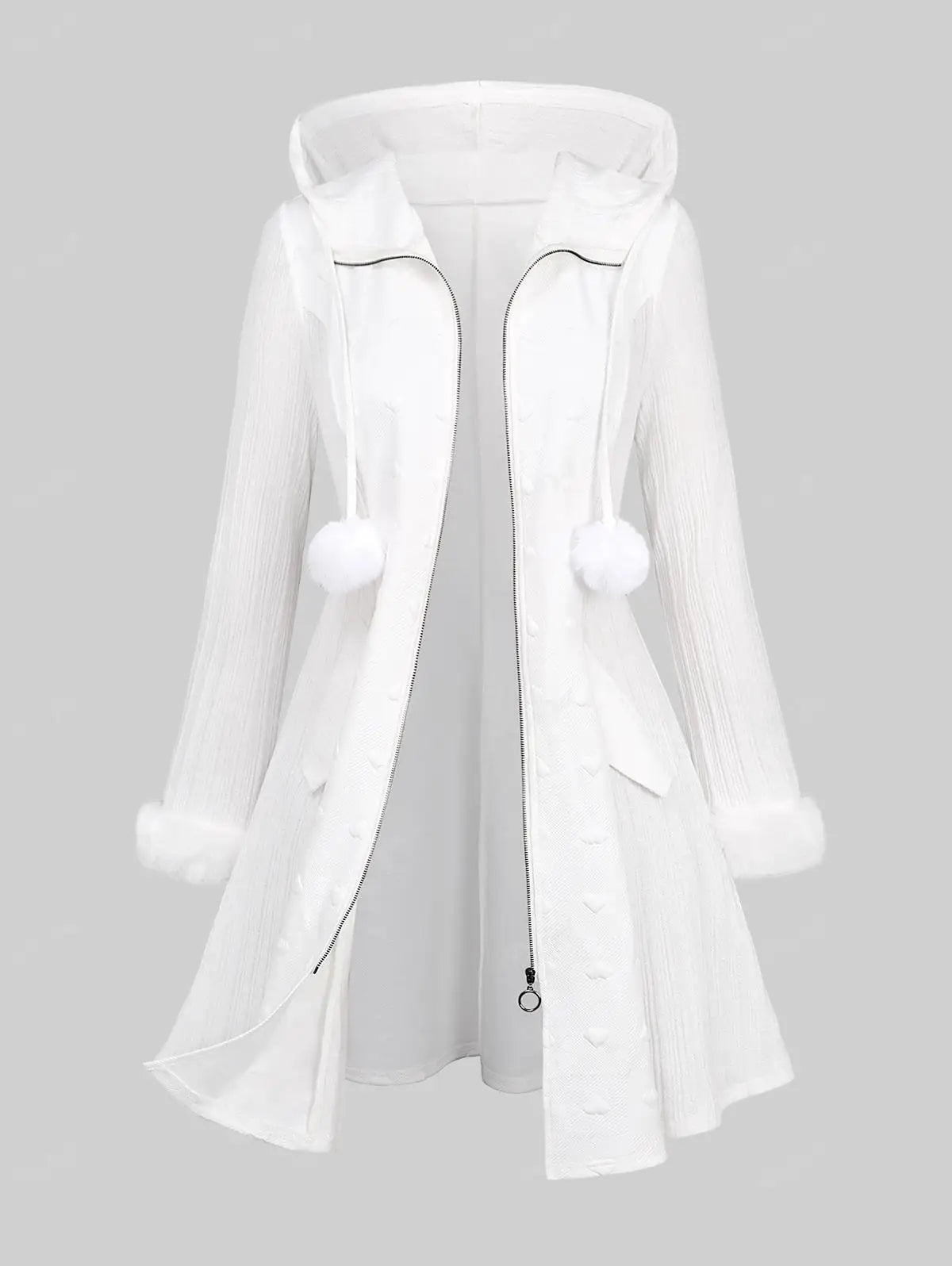 ROSEGAL Plus Size Women's Coats White Outwears Full Zipper Mock Pockets.