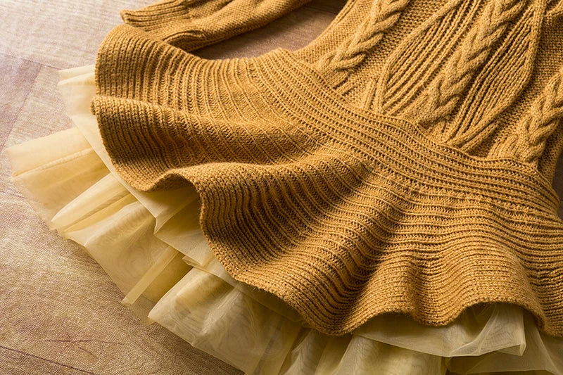 Knitted Sweater Girl's Dress for 3 to 8 Years Full Sleeve .