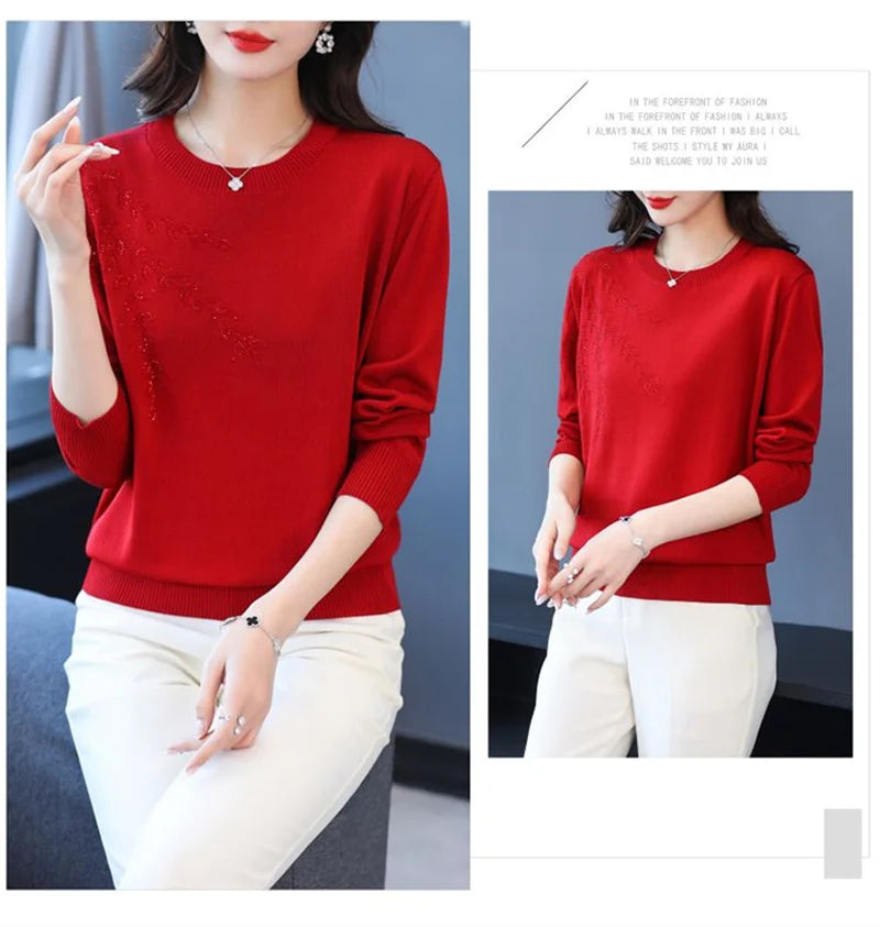 Knitted Sweater Women Pullover New Middle-aged  Mother.