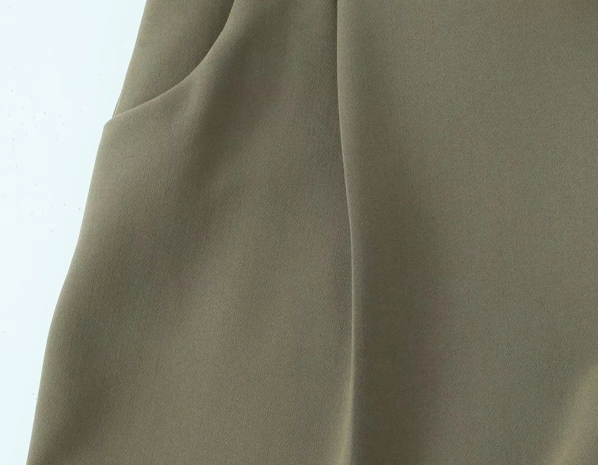 ZBZA Women's Belted Pleated Trousers High Waist Side Pockets .