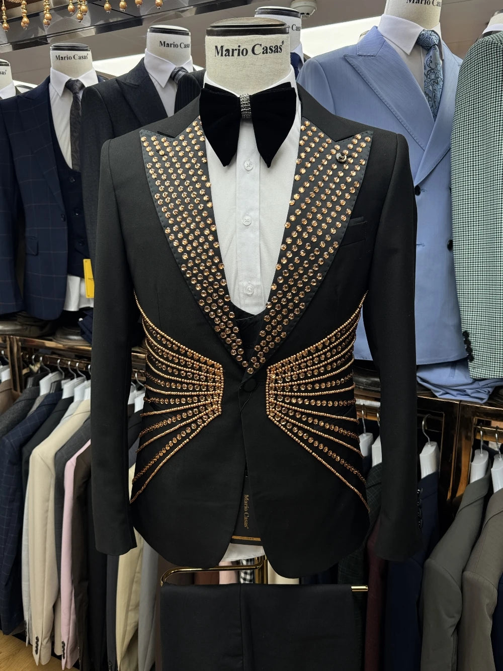 Textured Black Men's Suit Sophisticated Party .