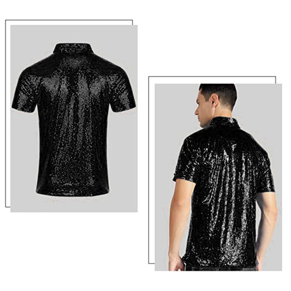 Mens  Short Sleeve T Shirt Fashion Disco Party Stage Costume.