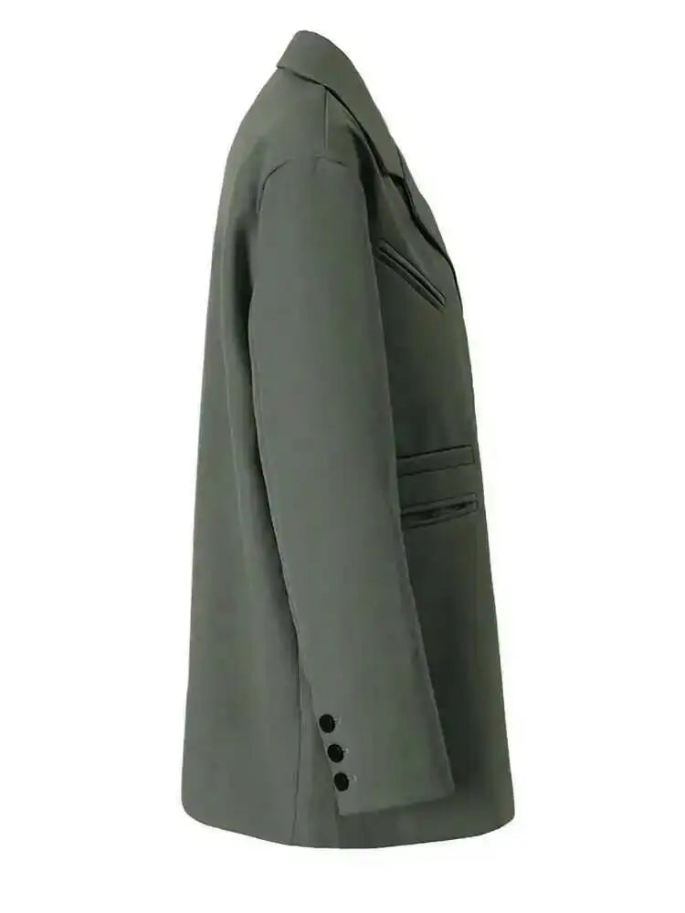 EAM Green Brief Blazer Women Big Size Casual .