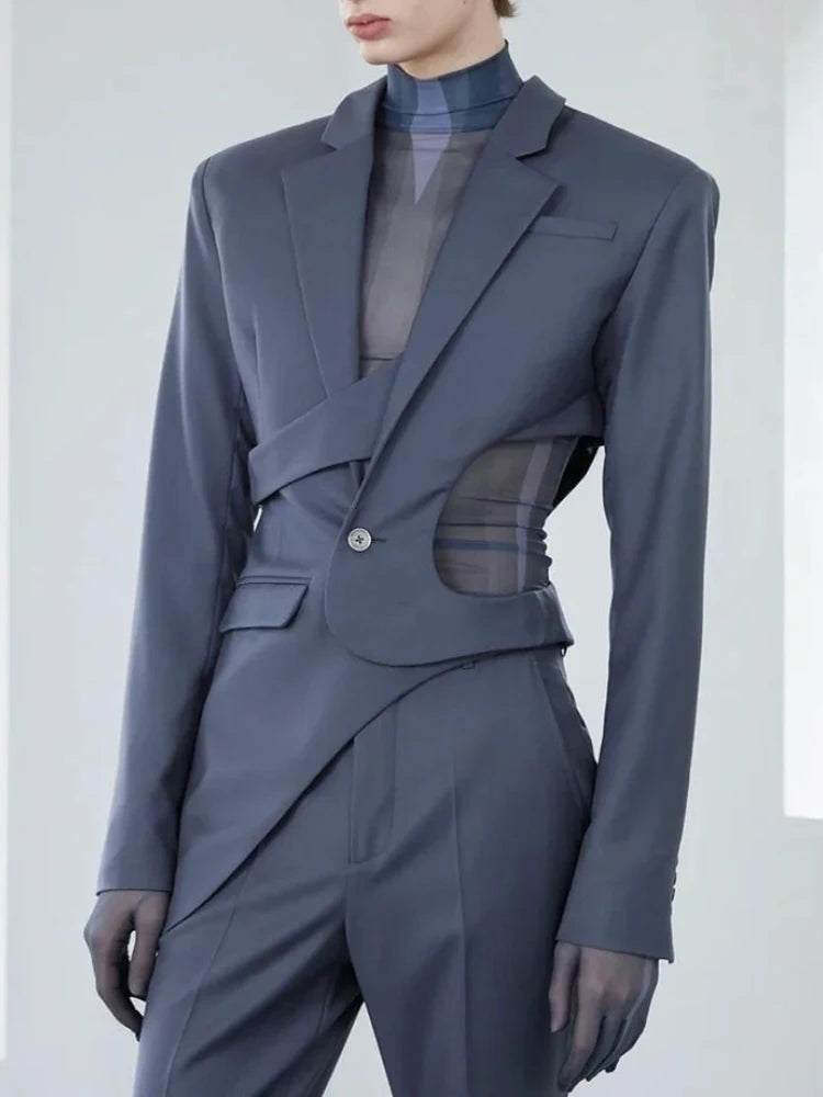 VGH Solid Hollow Out Casual Irregular Blazers For Women .