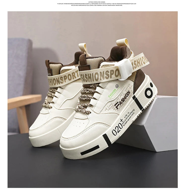 Kids Fashion Sports Shoes Boys High Top Board Shoes.