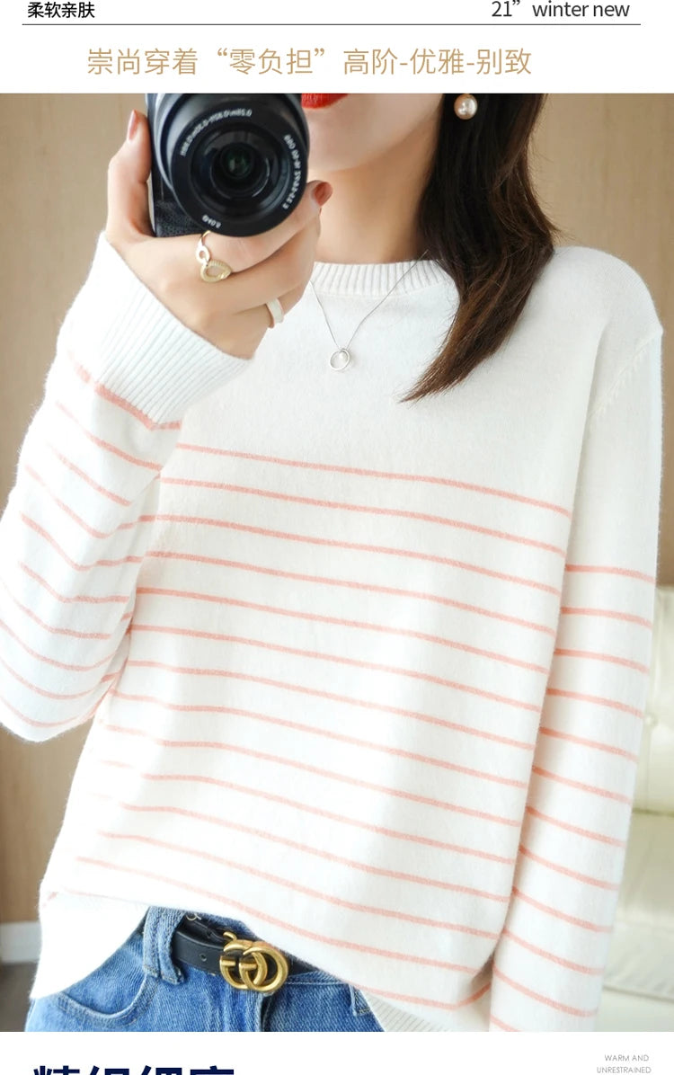 100% Cotton Knitted Sweater Women's Sweater .