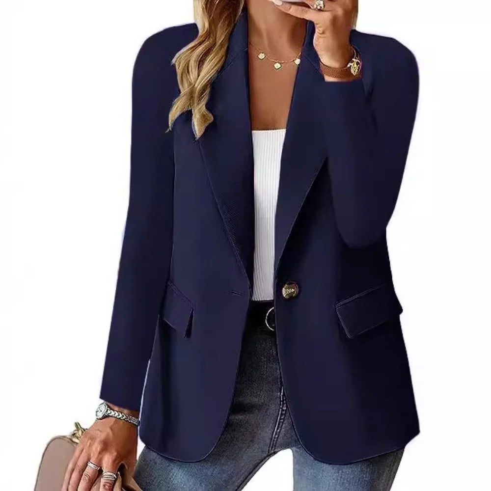 Women's Single Button Straight Anti-Wrinkle Jacket.
