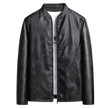 Men's Business Leather Jacket Solid Color Simple Design .
