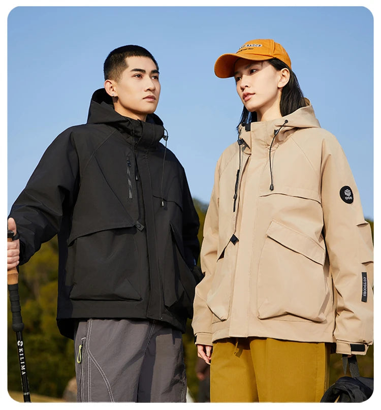 Men’s Hooded Outdoor Windbreaker Jacket Windproof Coats .