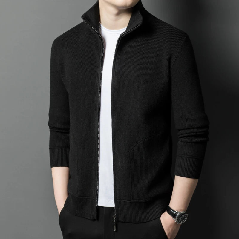 Solid Color Long-sleeved Stretch Cardigan for Men,