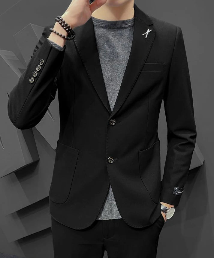 2 Piece Formal Outfit Set Male Big Size Grey Full Men's Dress .