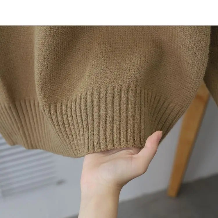 2023 Autumn and Winter Korean Edition Simple Solid Color Pullover Round Neck Soft and Versatile Popular Underlay Knitted Sweater