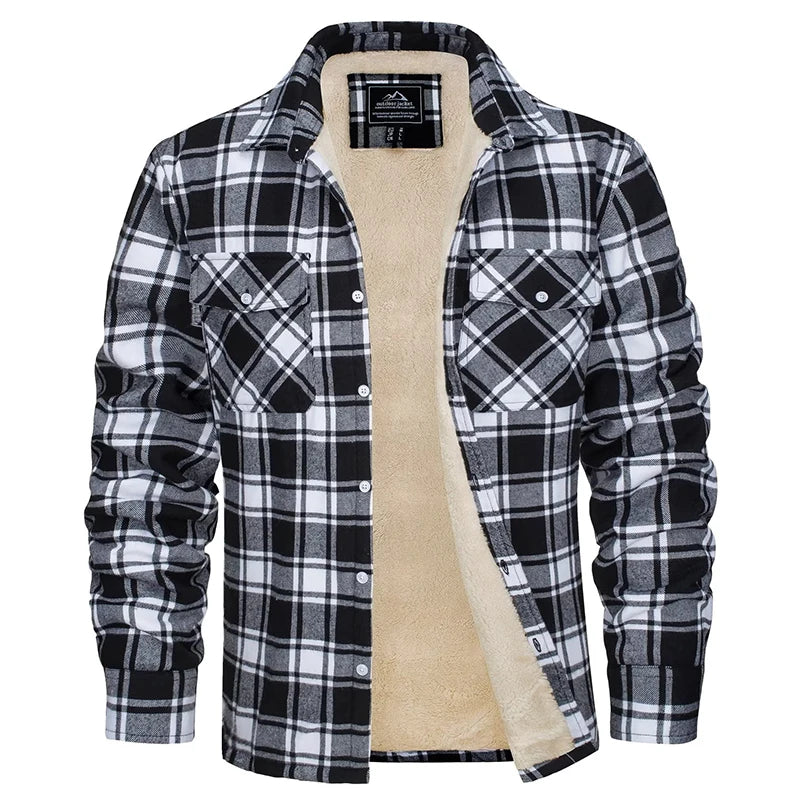MAGCOMSEN Men's Fleece Plaid Flannel Shirt Jacket.