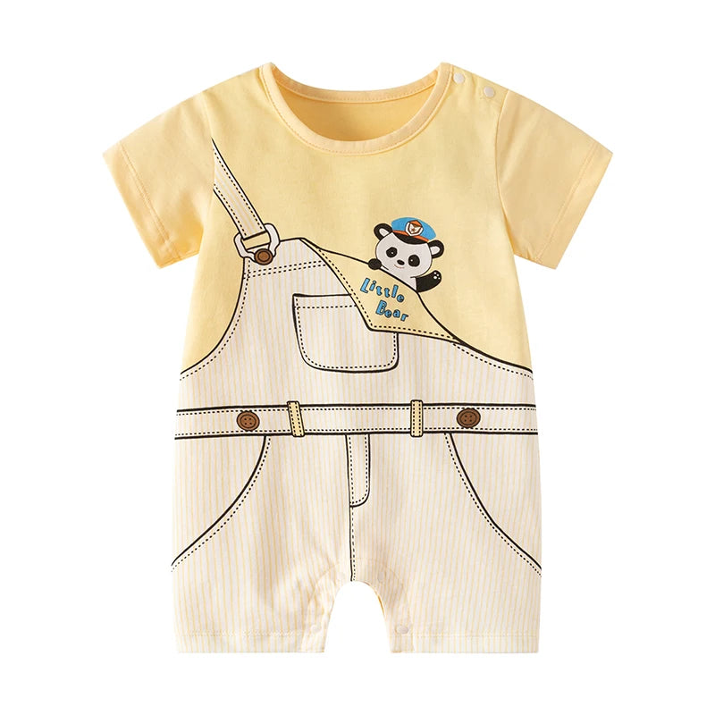 Newborn Jumpsuit, Baby Boxer Short-Sleeved Jumpsuit, Infant Jumpsuit, Cute Crawling Suit, Outing Clothes