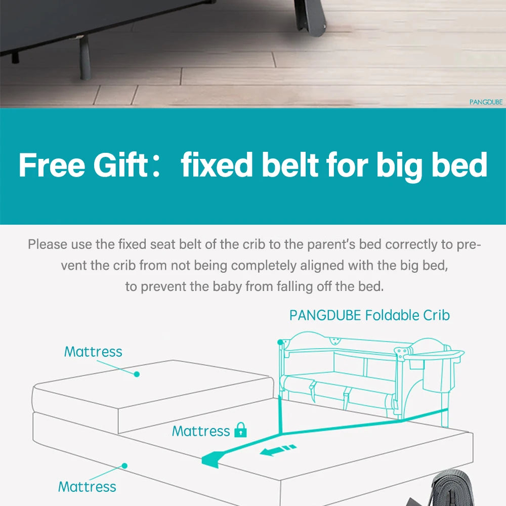 PANGDUBE Multifunctional Baby Crib 120*60cm Baby Bed,