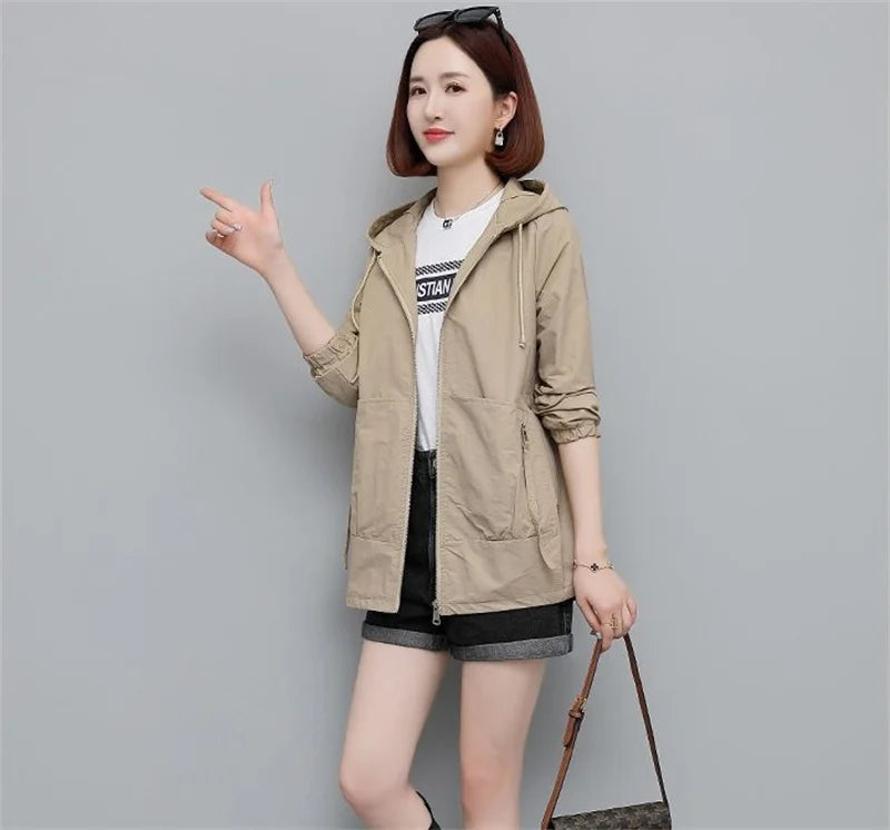 NEW Autumn Women's Jacket Windbreaker Female Hooded.
