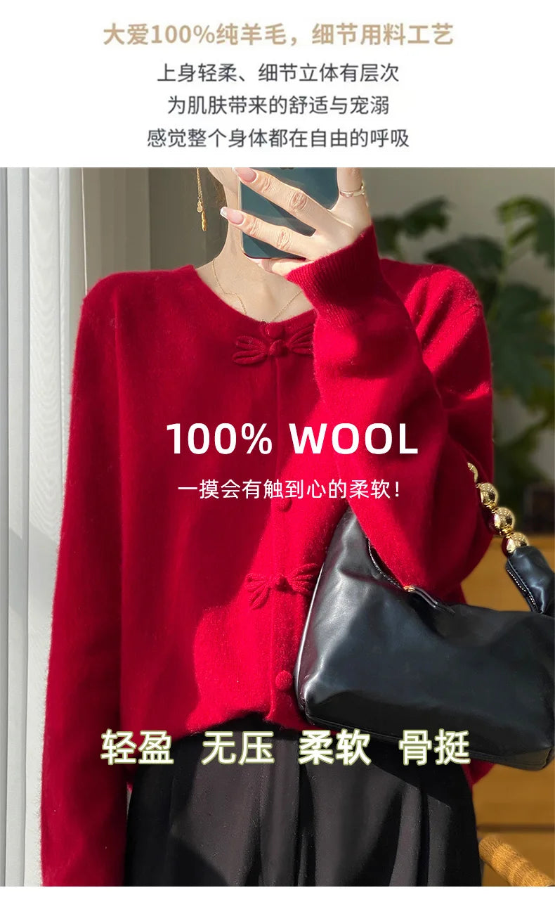 Women New Fashion Autumn Winter 100% Merino Wool Sweater .