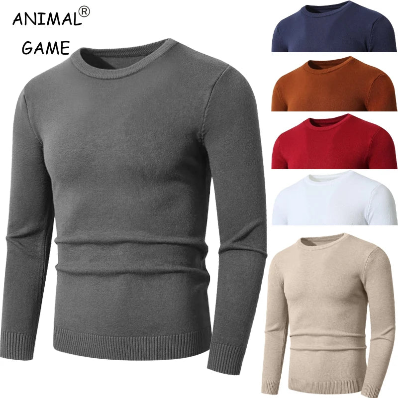 Mens Crewneck Sweater Pullover Knit Casual Long Sleeve.
