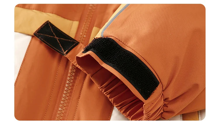 Amila Baby Down Jacket 2024 Winter New Boys Girls Fashion Patchwork Hooded Warm Overcoat Three in One with Pockets Kids Clothing