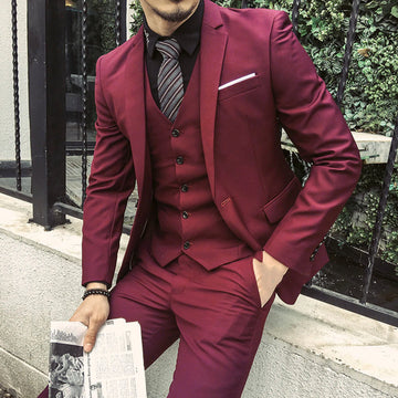 Men Three-piece Suit Men's Formal Business Style Slim Fit Wedding Suit Set .