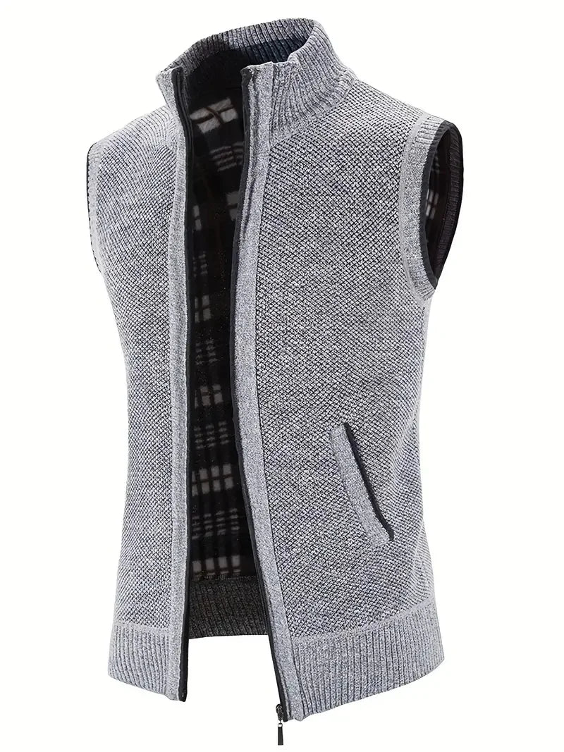 Man Winter Sweater Solid Color Vest Leisure And Comfortable Warm.